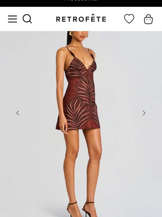 Retrofete Dresses & Skirts - Retrofete Brown Palm-Print Mini Dress